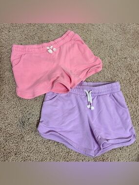Cat & Jack small 6/7 set of 2 Girls' Casual Drawstring Shorts - Pink & Lavender